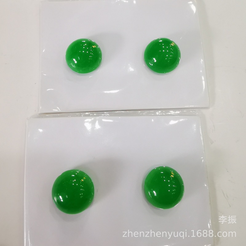 翡翠玉戒面天然規格品ミャンマー翡翠玉陽緑氷種鳩卵裸石戒面女性指輪|undefined
