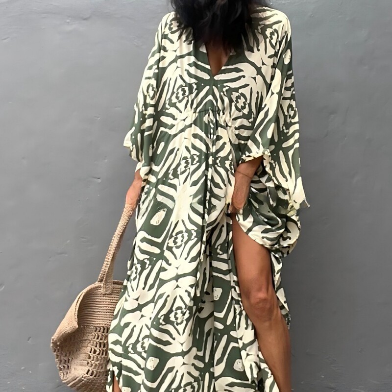 Cross-border European and American rayon drawstring beach blouse loose holiday dress bikini sunscreen blouse CM2540