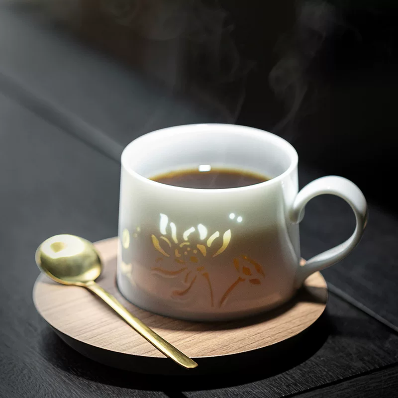 2025 Новый керамический кофейный cup Jingdezhen Новый китайский стиль Изящная керамическая чашка для кофе кружка отель подарок