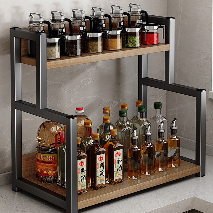 Estante de almacenamiento de condimentos de cocina, estante de almacenamiento multicapa para utensilios de cocina, estante de almacenamiento multifuncional para condimentos de sal y aceite