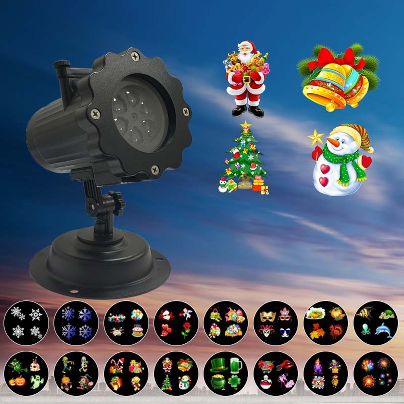 LED草坪灯户外防水插卡图案遥控圣诞万圣灯 LED菲林雪花灯投影灯