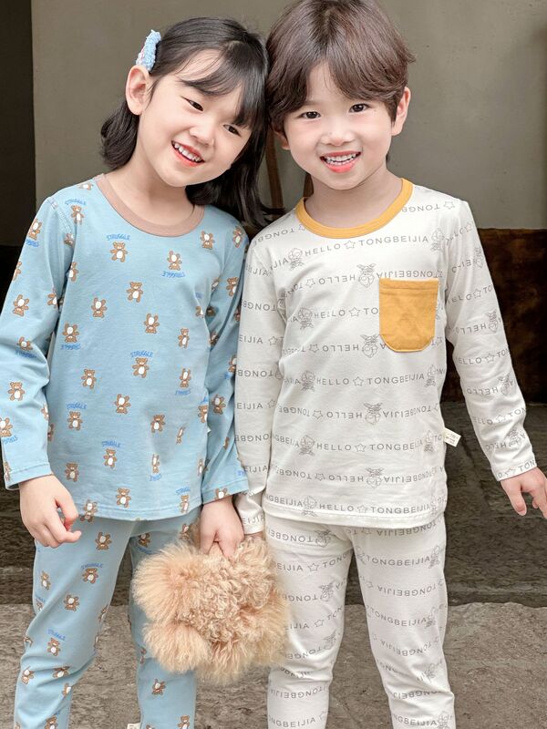 新款无骨工艺儿童莱卡棉秋衣秋裤套装宝宝睡衣男女童家居服|undefined