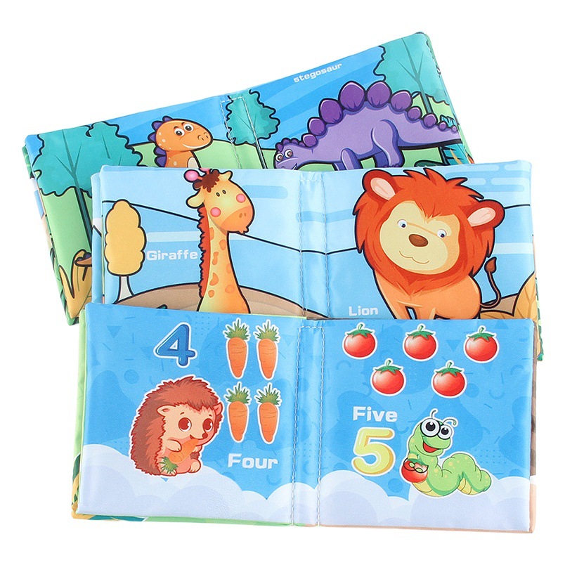 Bebé transfronterizo libro de tela desgarrable juguete 4 páginas 8 lados educación temprana cognición lavable desgarrable Palm libro de tela papel de llamada