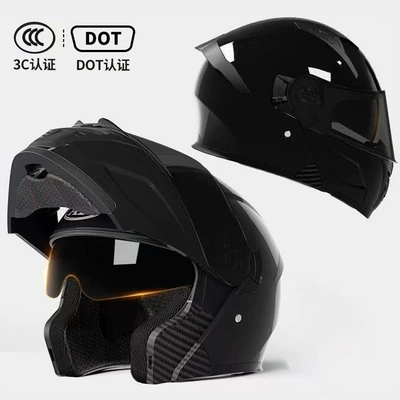 Helmets for All Seasons, Electric – Motosiklet kaskı (dəbilqə) - bright-black-dot3c-certified-black-tea-mirror-high-definition-mirror-m54-56-head-circumference