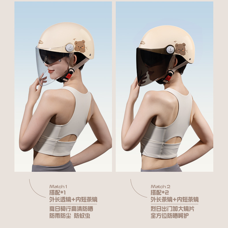 New National Standard Electric Vehicle Helmet for Men and Women, Summer Style Safety Helmet, Electric Motorcycle Sunshade, Sun Protection, Lightweight Half Helmet