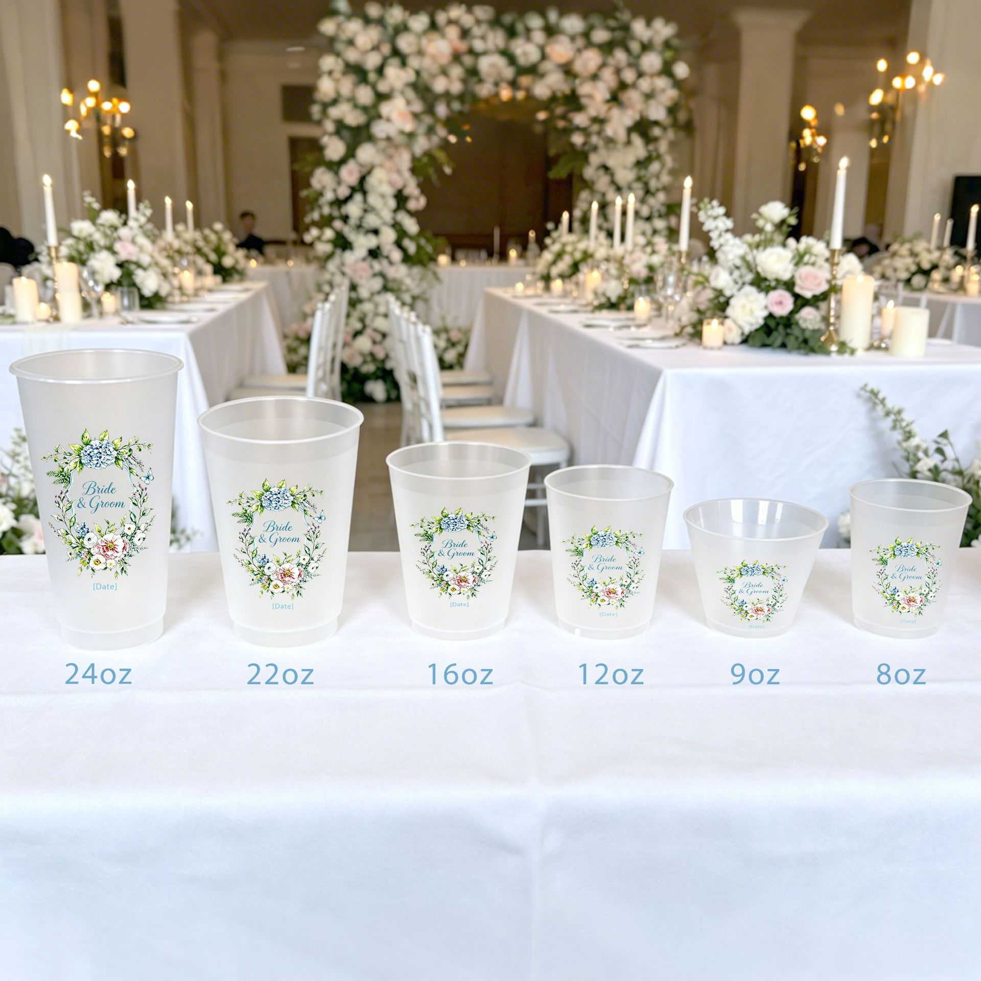 8/9/12/16/22/24oz cross-border POD custom frosted plastic cup for weddings, garlands, and reusable water cups