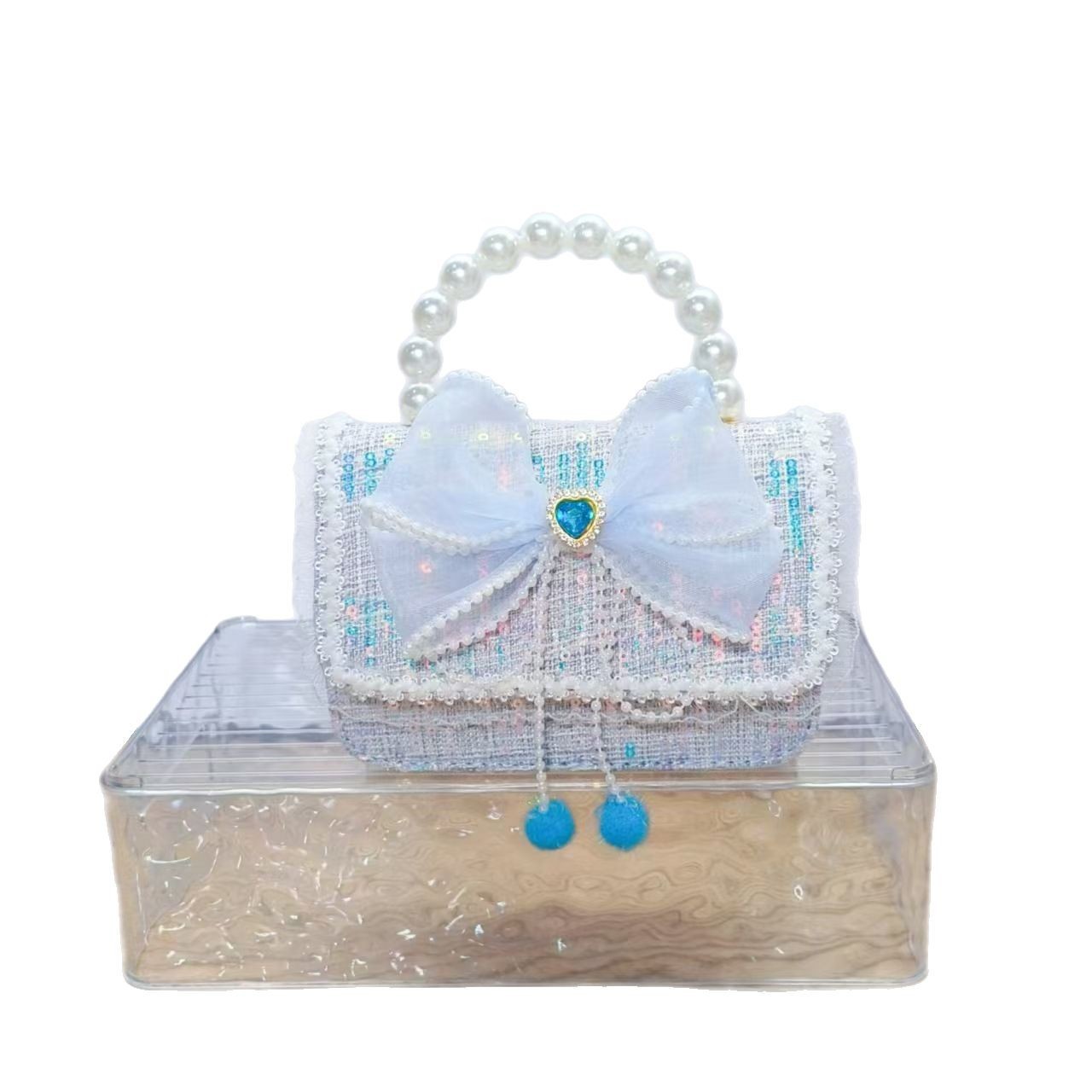 Bolso de arco princesa bolso de perlas bolso de mano cadena bolso de niños pequeño viento fragante bolso de hombro para chicas regalos