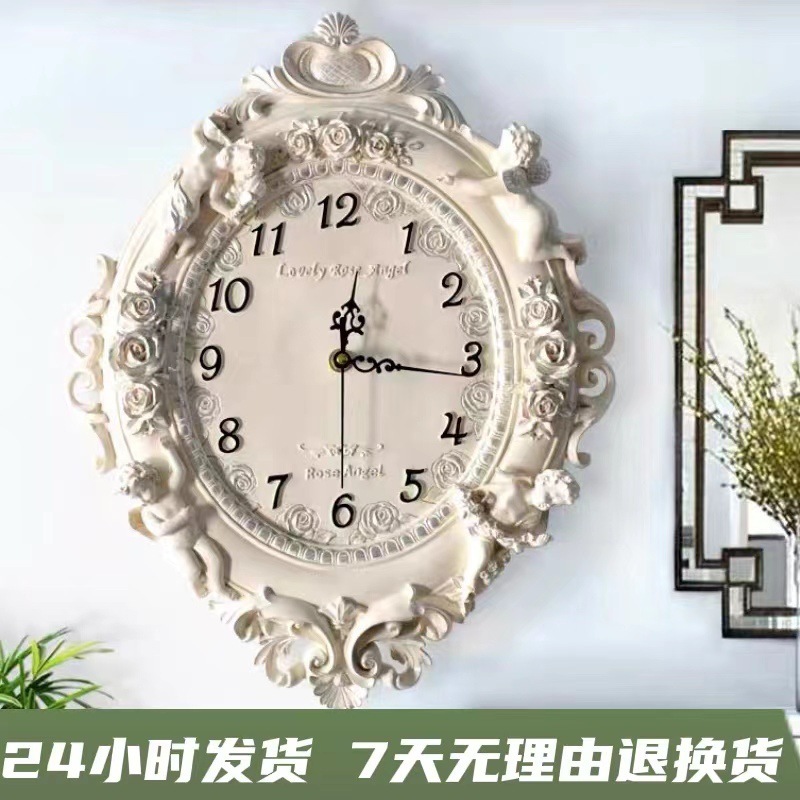 クリエイティブエンジェル樹脂工芸品リビングルーム壁掛け家庭用寝室ホテルレストラン壁掛け時計静音時計|undefined