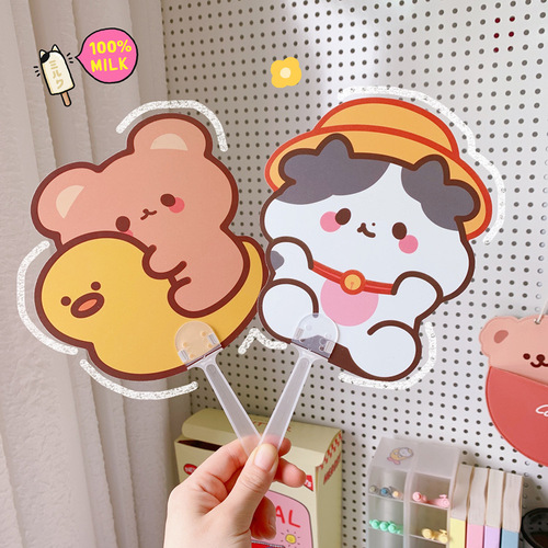 Original cartoon small fan summer cute advertising fan mini handle fan portable plastic fan hand fan new