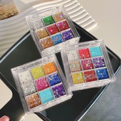 MGL九色亮片眼影盤亮晶晶不脫妝細閃亮片表演舞台妝旅拍彩妝盤