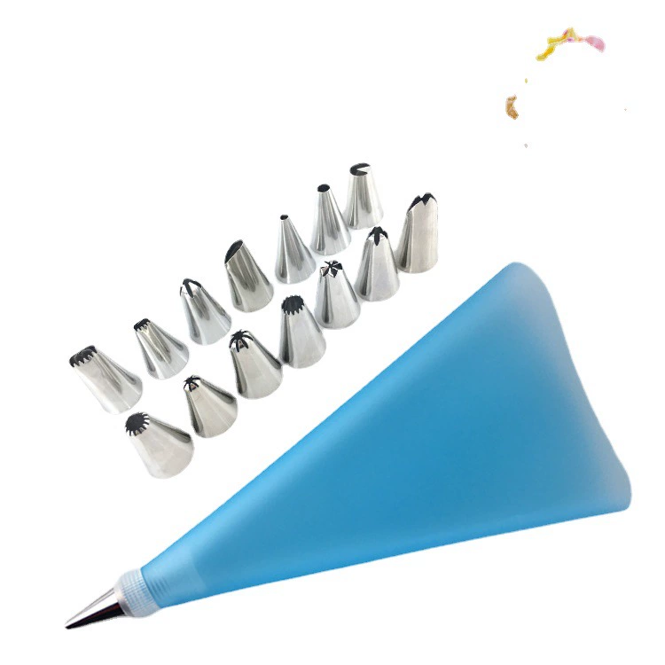 Factory spot DIY cake baking tool 16 sets of sets of 14 pieces of decorative mouth with converter cream bag set