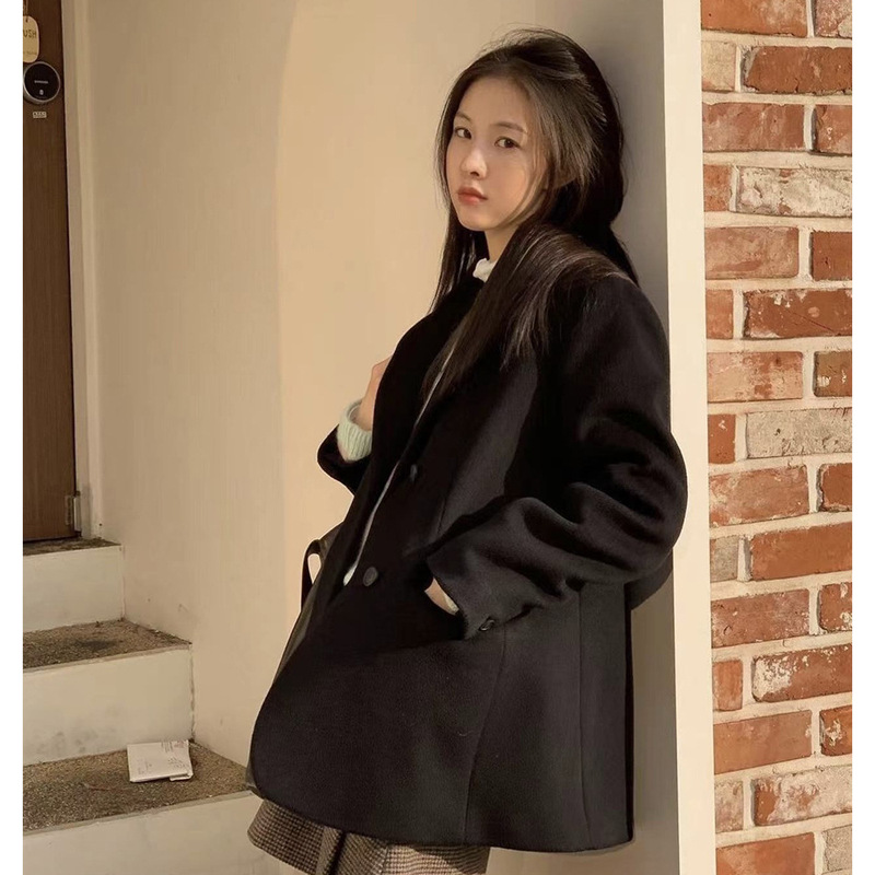 Frr Homemade Wool Suit Jacket Women's 24ss Autumn and Winter Small College Style Long Woolen Coat