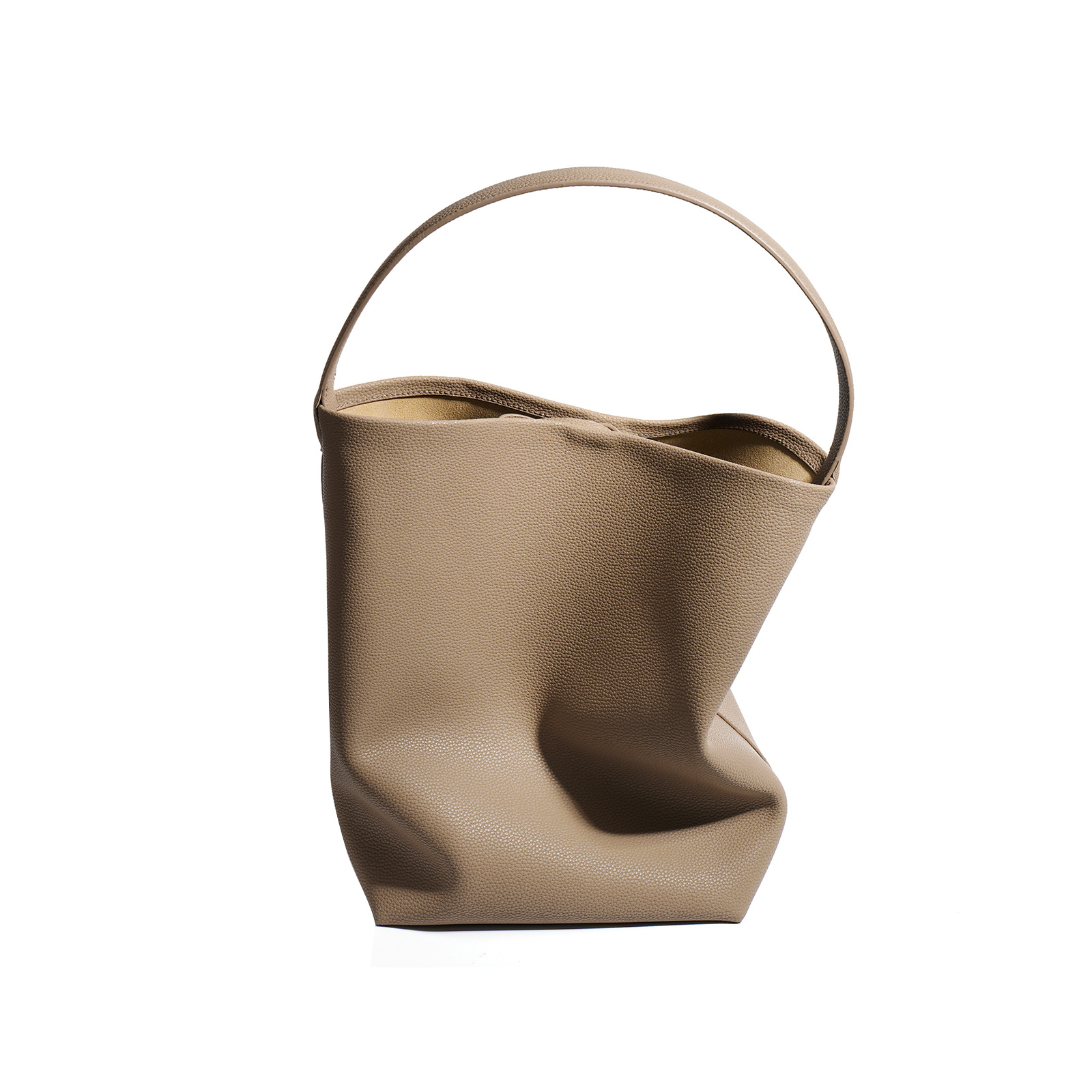 Bolso de cubo de piel de vaca para mujer, gran capacidad, estilo perezoso, hombro, axila, bolso grande 2024 nuevo bolso de ocio