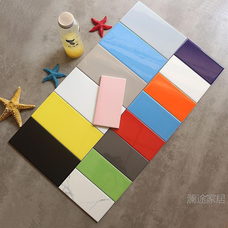 Nordic White Tiles 75150 Solid Color Kitchen Wall Tiles 100200 Colored Porcelain Flat Subway Tiles Bathroom Tiles