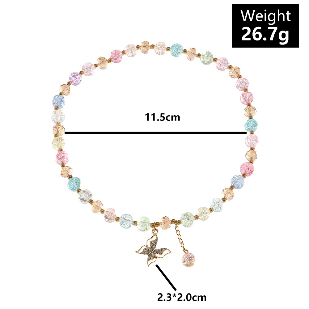 Wholesale Jewelry Transparent Color Beaded Butterfly Pendant Necklace Nihaojewelrypicture1
