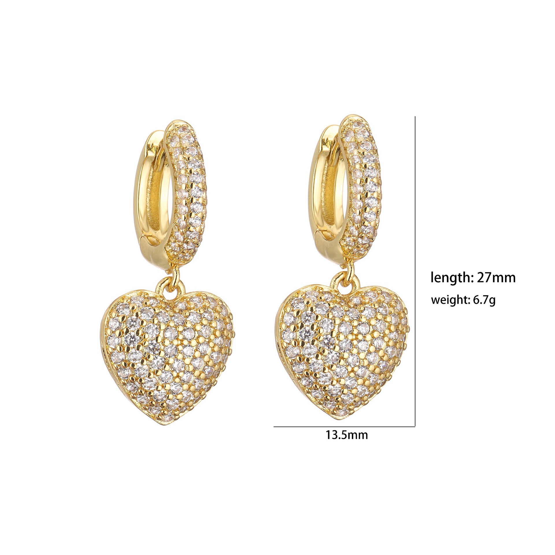 Fashion Heart Shape Copper Inlay Zircon Rings Earrings Necklace