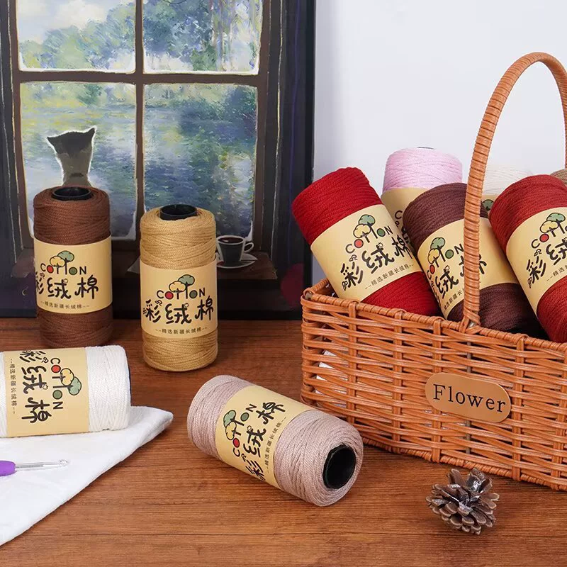 DIY цветной бархат хлопчатобумажный шелковый хлопок льна плоская лента нить ручной вязаный крючок сумка шляпа подушка проволока вязаный нить из чистого хлопка
