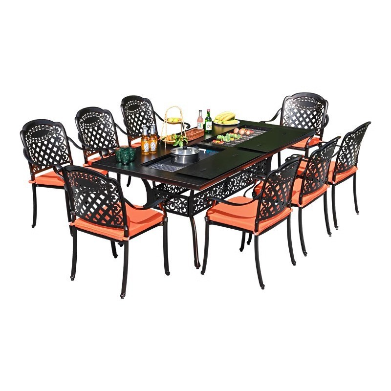 Mesa y silla de aluminio fundido al aire libre al por mayor Jardín cafetería balcón al aire libre ocio patio mesa y silla conjunto de combinación