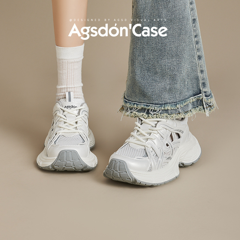 Zapatillas deportivas Augu Shiden para mujer, novedad primavera 2026, sandalias deportivas ligeras de malla hueca con suela gruesa, color blanco