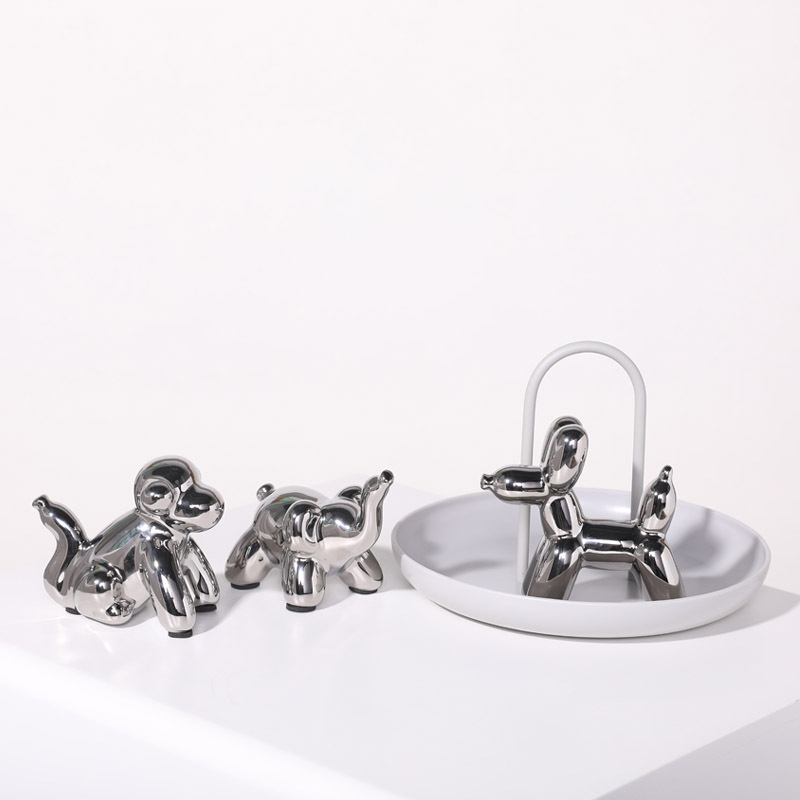 Nordic Luz galvanoplastia de lujo globo de plata perro decoración hogar sala de estar TV gabinete del vino gabinete decoración de escritorio pequeña Decoración