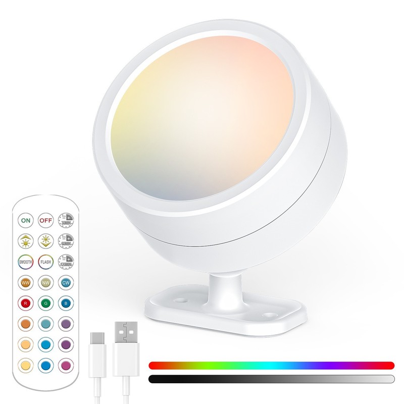 LEDナイトライト、クロスボーダーリモコン充電式、家庭用装飾照明、円形回転式ベッドサイドウォールランプ|undefined