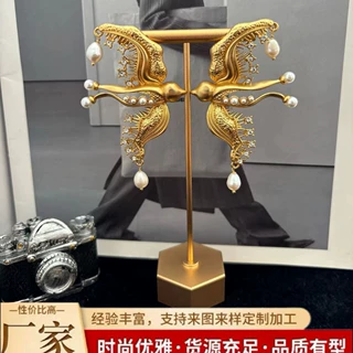 中古 新款天然淡水珍珠黄铜耳针
