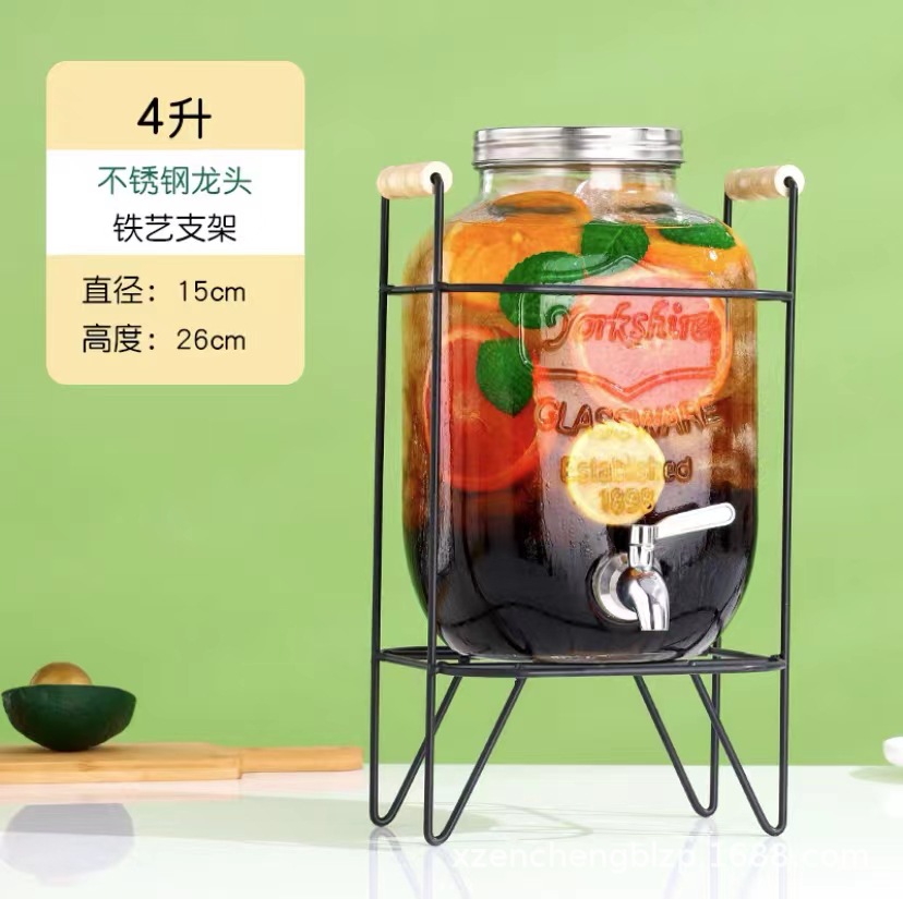 Jarra de vidrio para el hogar de gran capacidad al por mayor, moderna jarra para agua fría, recipiente para bebidas, jarra para jugo con grifo