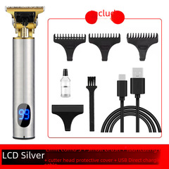 Cross-border LCD Home Hair Cutter Retro Shave Head Oil Hair Clipper T9 Hair Shaver Carved Electric Shaver