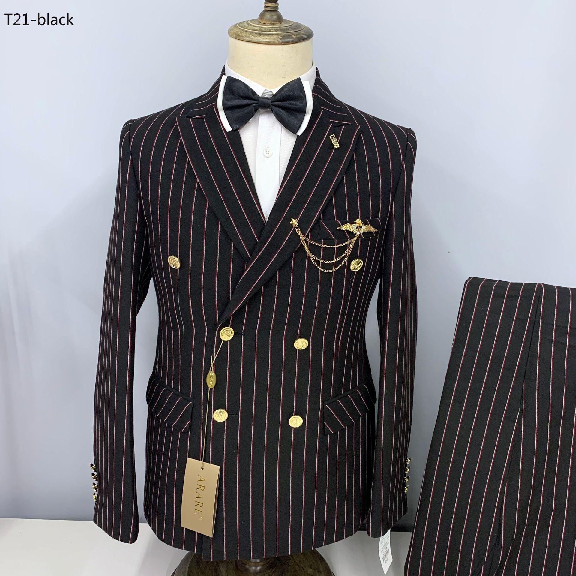Classic striped business suit men's cros...