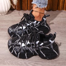 大码42欧洲站女款鞋2025秋季新款绑带厚底运动网面系带老爹鞋