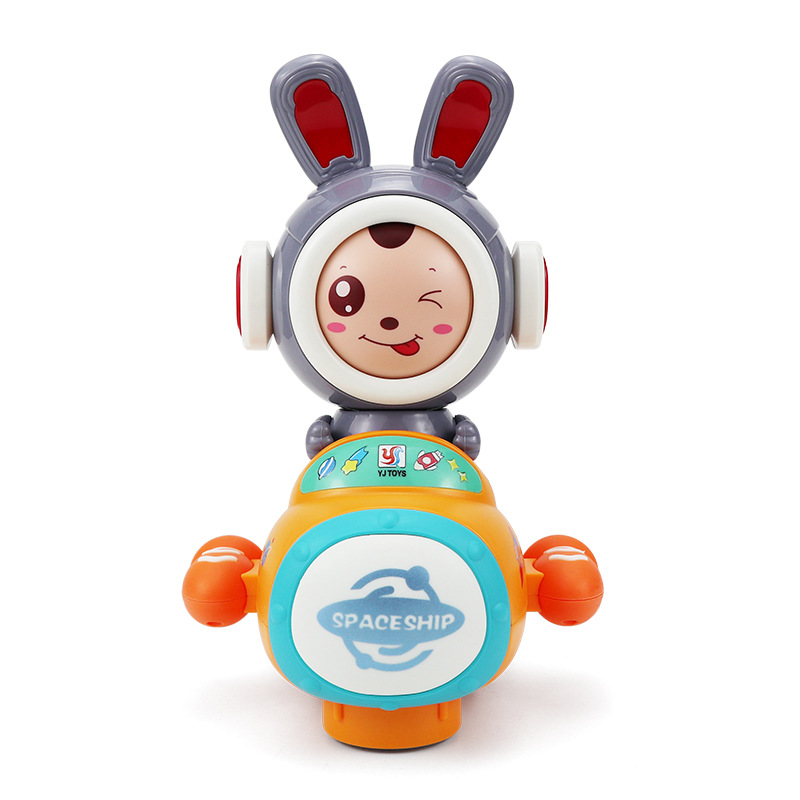 Douyin mismo estilo eléctrico universal que cambia la cara nave espacial conejo luz música nave espacial juguetes para niños al por mayor transfronterizo