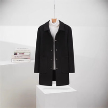 龙达飞【专柜同款】男士百搭中长款翻领双面呢大衣外套J12303D1