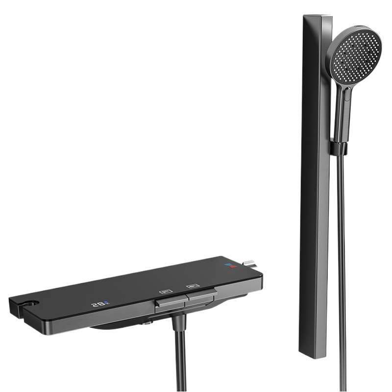 ZYIKM uno por uno pistola de color crema gris simple traje ducha bañera grifo extra grande Mesa almacenamiento superficie varilla elevación