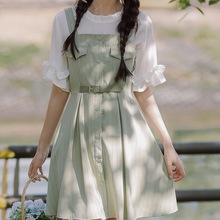 森系初恋裙一整套装连衣裙女夏季法式学院风甜美背带裙子两件套