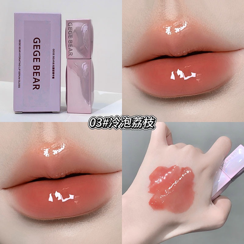 Maquillaje de color Gege bear esmalte labial hidratante miel hidratante, esmalte labial espejo, esmalte labial más blanco