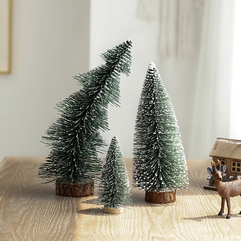 クロスボーダーミニクリスマスツリー浸漬白雪植毛パゴダツリー小さなデスクトップウィンドウ装飾品クリスマス装飾|undefined
