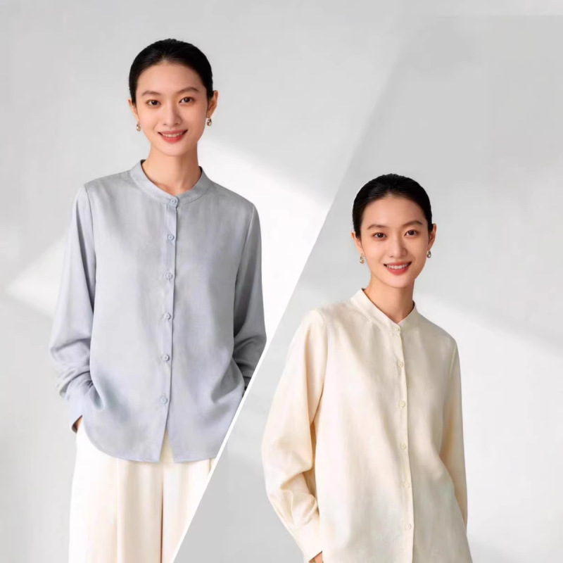 Silk Button-Down Shirt for Women, 2026 Spring Collection, Mulberry Silk, New Chinese Style Jacquard, Stand Collar, Long Sleeve Top, Suitable for Work Attire Silk Button-Down Shirt for Women, 2026 Spring Collection, Mulberry Silk, New Chinese Style Jacquard, Stand Collar, Long Sleeve Top, Suitable for Work Attire