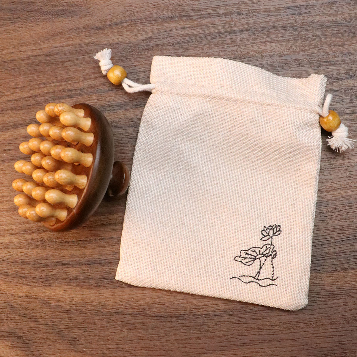 28 치아 마사지 빗 거친 치아 린넨 가방