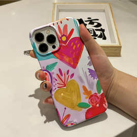 外贸苹果16promax手机壳菲林涂鸦17/15pro保护套批发14plus防摔13