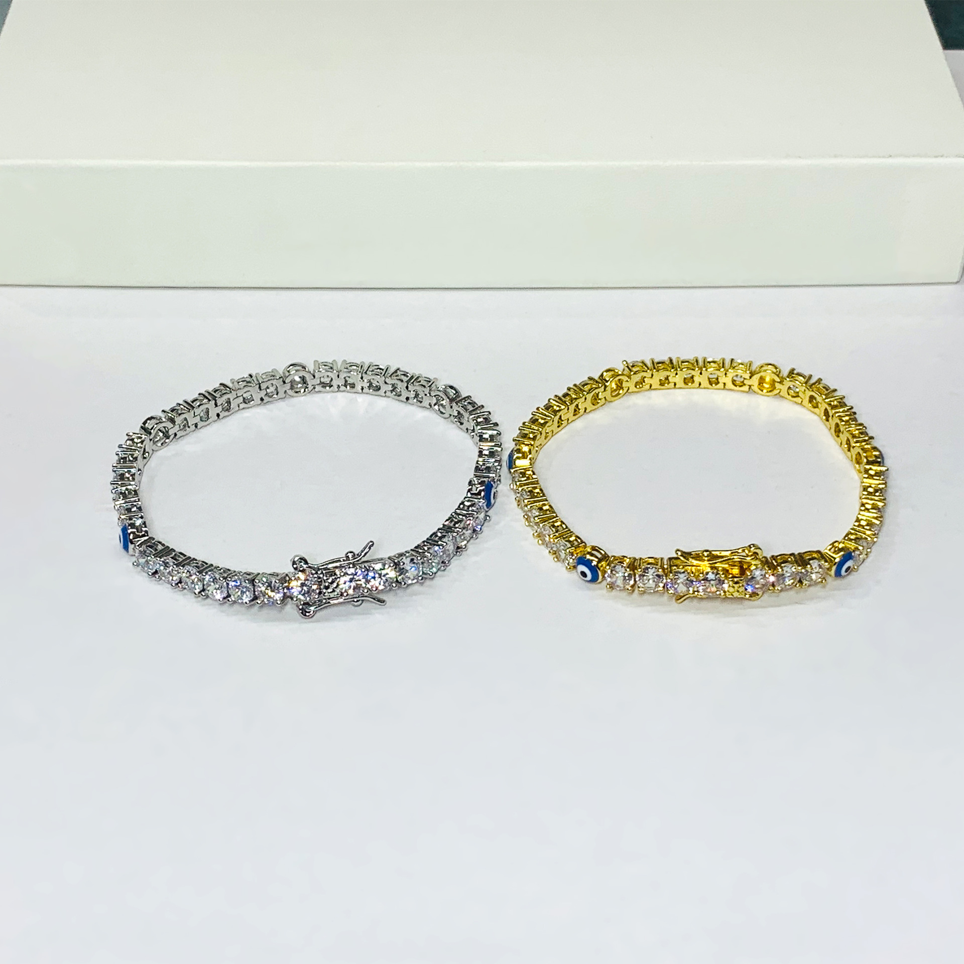Zircon Inlay Material Shiny Devil's Eye Copper Plating Inlay Zircon Tennis Bracelet