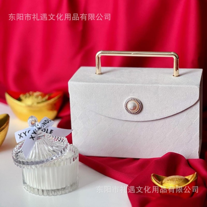 小红书同款 珍珠手提伴手礼盒翻盖丝绒盒订婚结婚送礼婚庆喜糖盒|undefined