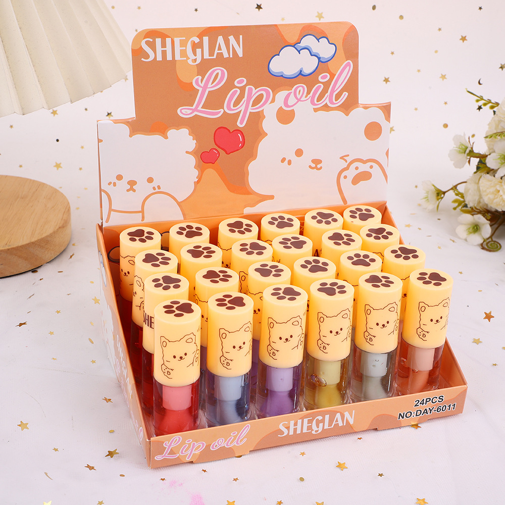 Foreign Trade Hot-Selling Cute Bear 6-Color Lip Glaze Moisturizing Lip Oil Easy-To-Apply Liquid Lipstick Wholesale in Stock