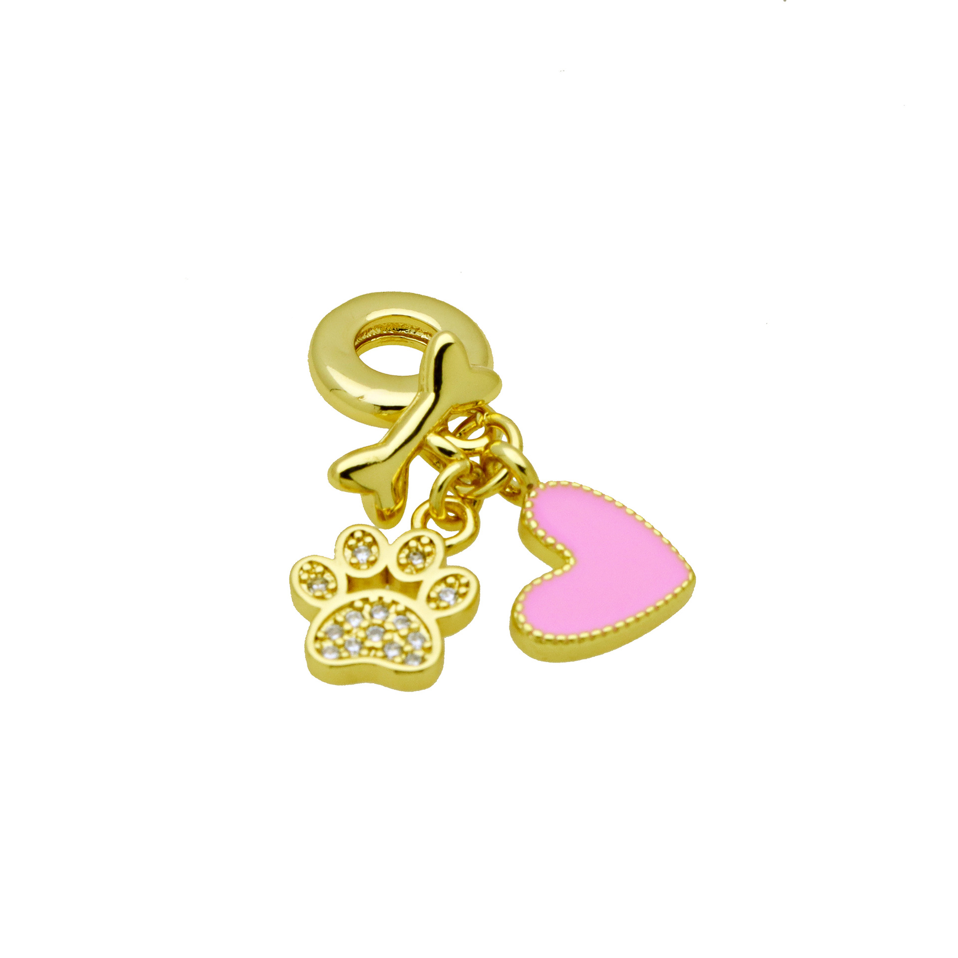 1 Piece Quantity Copper Material 1 Piece 31mm Copper Zircon Paw Print Heart Shape Unforgettable Pendant