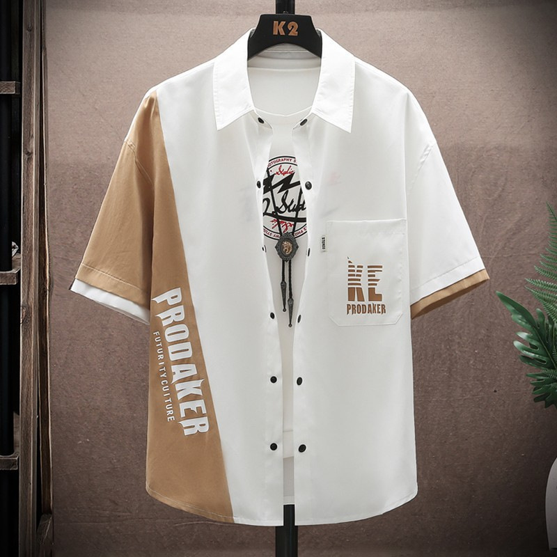 Men's Summer Thin Loose Short-sleeved Shirt Workwear Design Sense Printed Half-sleeved Shirt Men's Fashionable Casual Jacket Men's Summer Thin Loose Short-sleeved Shirt Workwear Design Sense Printed Half-sleeved Shirt Men's Fashionable Casual Jacket