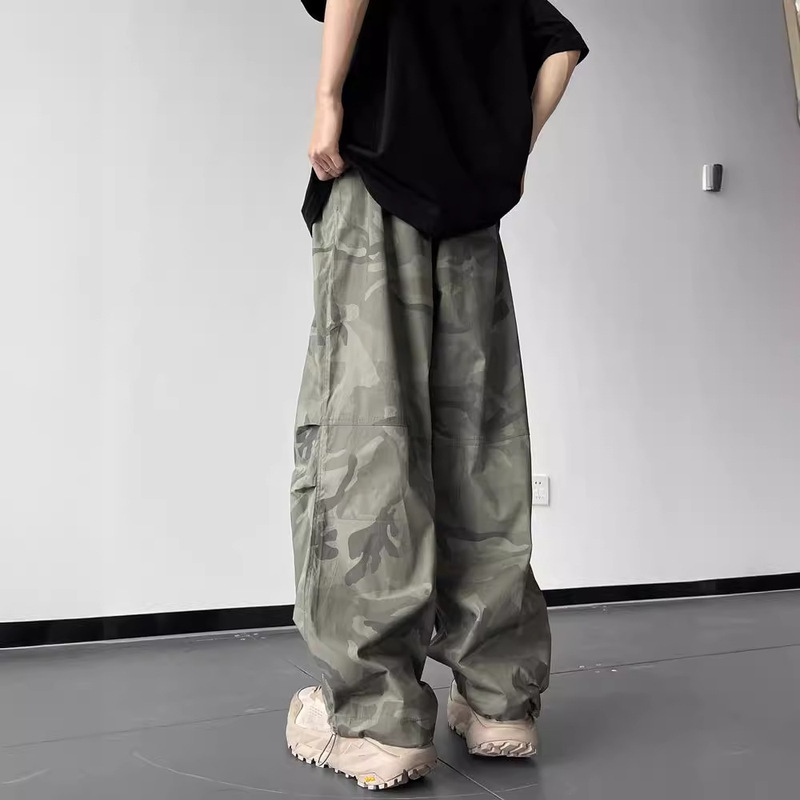 Nylon Quick-drying Camouflage Parachute Pants Men's Autumn New American Style Trendy Brand Loose Wide-leg Mountaineering Charge Work Pants Nylon Quick-drying Camouflage Parachute Pants Men's Autumn New American Style Trendy Brand Loose Wide-leg Mountaineering Charge Work Pants