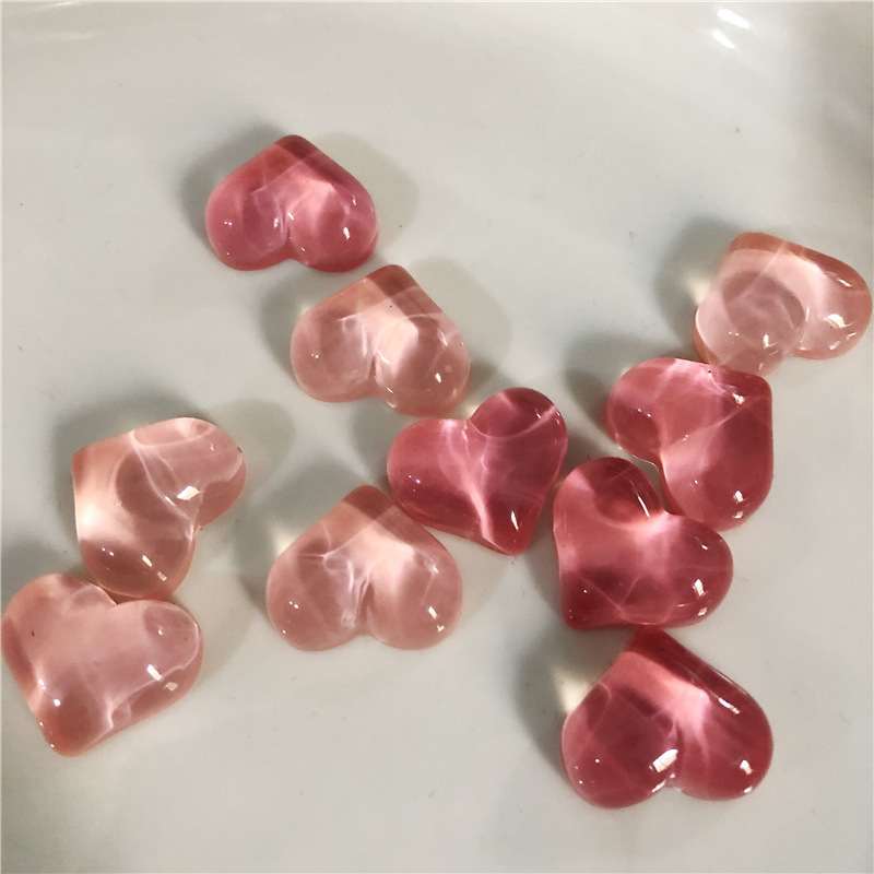 Ice jelly texture pink plastic small love patch DIY mobile phone shell accessories headdress hairpin material new Ice jelly texture pink plastic small love patch DIY mobile phone shell accessories headdress hairpin material new