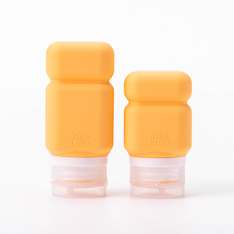 Viaje de silicona botella de 60ml 90ml gran capacidad conjunto de presión a prueba de fugas botella de almacenamiento de cosméticos nueva