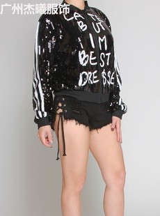 Amazon Cross-border Supply 2023 New Spring European and American Baseball Suit Coat European and American Sexy Gradient Sequin Coat