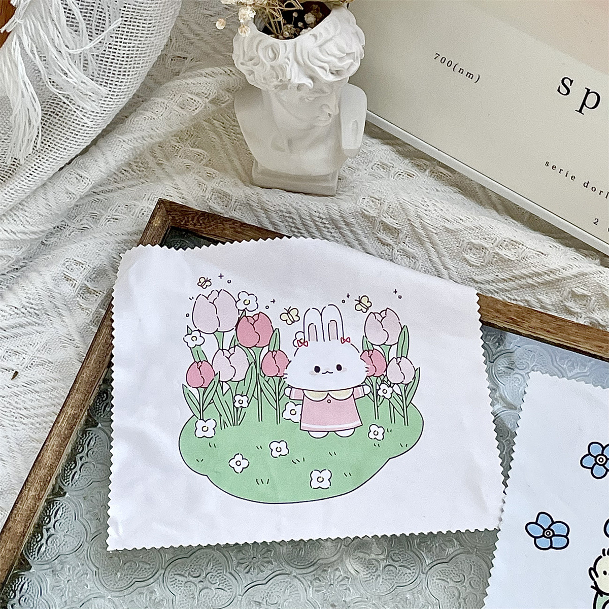 Cute Cartoon Phone Screen Cleaning Cloth Ins Sanouli Dog Rabbit Glasses Cloth Simple Pattern Cleaning Cloth display picture 1