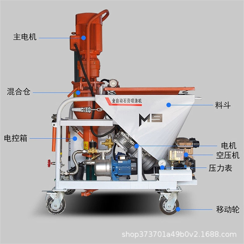 全自动石膏喷涂机钢结构防火涂料真石漆自流平粉刷轻质砂浆喷浆机